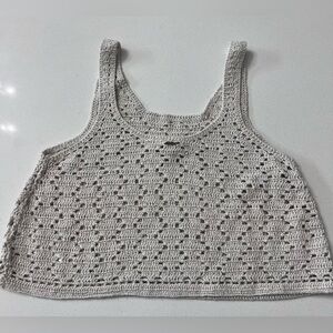 Roxy cropped crocheted knit tank top with‎ metallic threads women’s medium